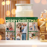 Bold Modern Green Five Foto Merry Christmas Gold Folien Feiertagskarte<br><div class="desc">Senden Sie herzliche Wünsche in dieser Urlaubssaison mit dieser einzigartigen und niedlichen, modernen grünen Fünf-Foto-Weihnachts-Goldfolie-Urlaubskarte. Das einfache und minimalistische Design zeichnet sich durch boho-inspiriert Elemente in Goldfolie aus. Dieses Design feiert den festlichen Geist des Dezember und bringt jedem Anlass eine fröhliche und lustige Touch. Die goldenen saisonalen Farben und die...</div>