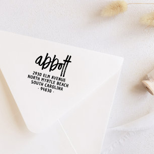 Bold Modern Handwriting Family Name Return Address Gummistempel
