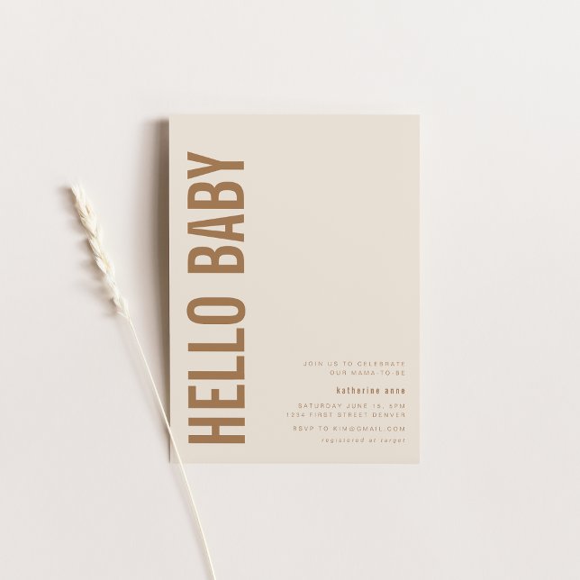 Bold Modern Hello Baby Shower Einladung (Von Creator hochgeladen)