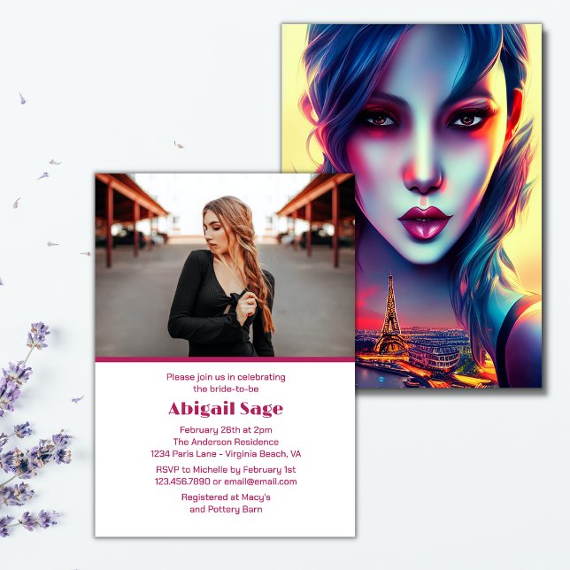 Bold Modern Paris Eiffel Tower Brautparty Einladung (Von Creator hochgeladen)