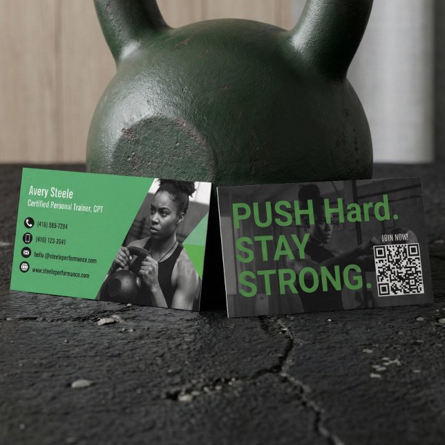 Bold Modern Personal Trainer Fitness Coach Photo Visitenkarte (Bold Modern Personal Trainer Fitness Coach Photo Business Card)