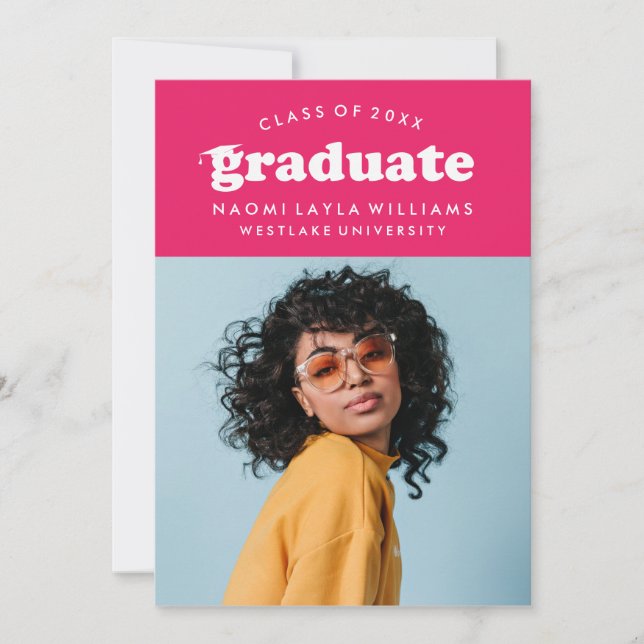 BOLD MODERN RETRO GRADUATE | EINLADUNG VON ABSCHLÜ (Vorderseite)