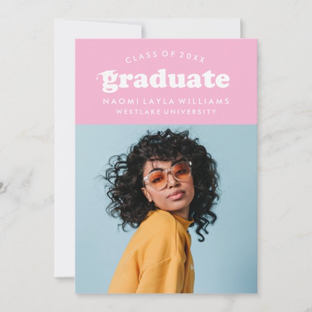 BOLD MODERN RETRO GRADUATE | EINLADUNG VON ABSCHLÜ (Vorderseite)