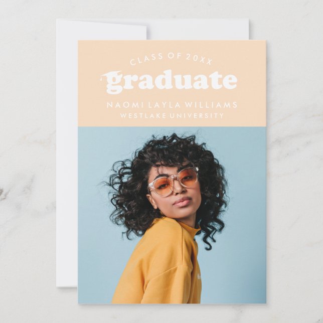 BOLD MODERN RETRO GRADUATE | EINLADUNG VON ABSCHLÜ (Vorderseite)