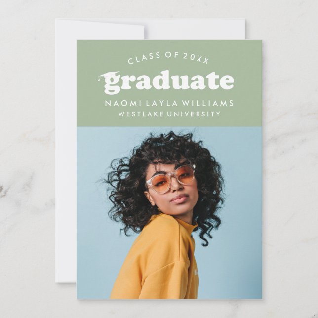 BOLD MODERN RETRO GRADUATE | EINLADUNG VON ABSCHLÜ (Vorderseite)