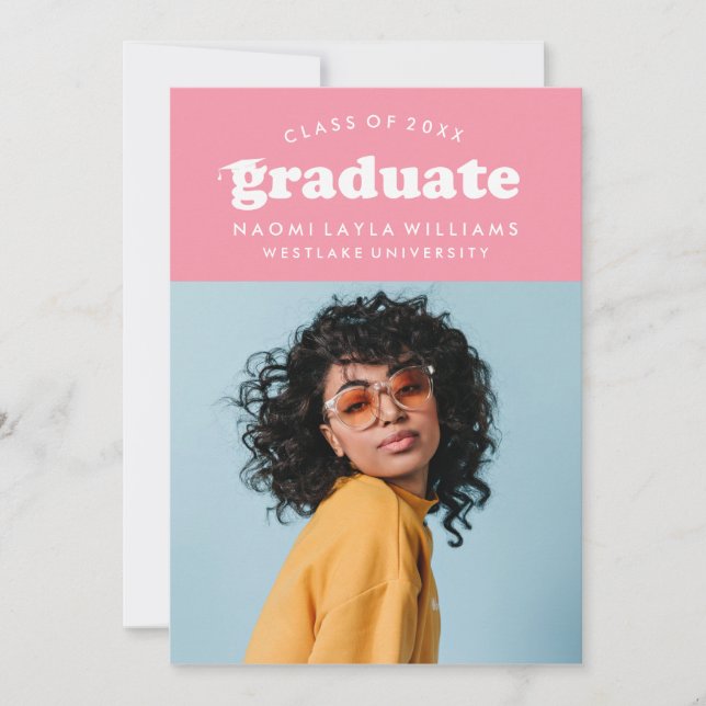 BOLD MODERN RETRO GRADUATE | EINLADUNG VON ABSCHLÜ (Vorderseite)