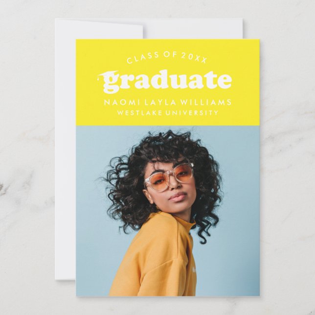 BOLD MODERN RETRO GRADUATE | EINLADUNG VON ABSCHLÜ (Vorderseite)