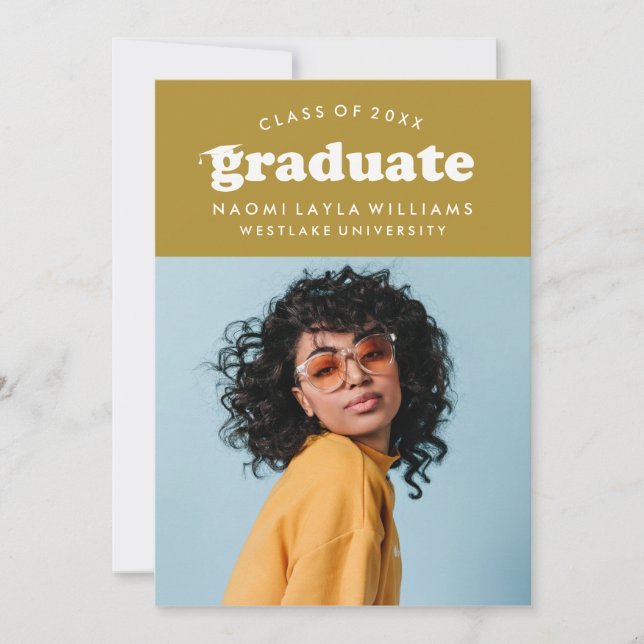 BOLD MODERN RETRO GRADUATE | EINLADUNG VON ABSCHLÜ (Vorderseite)