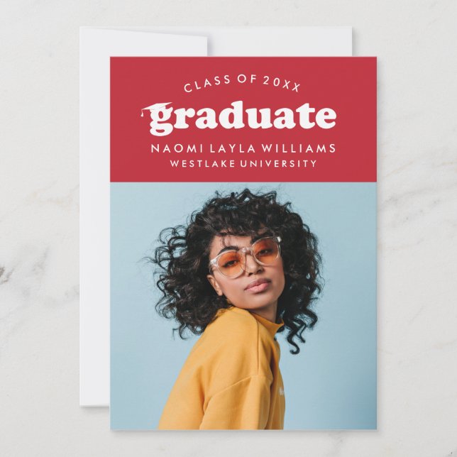 BOLD MODERN RETRO GRADUATE | EINLADUNG VON ABSCHLÜ (Vorderseite)