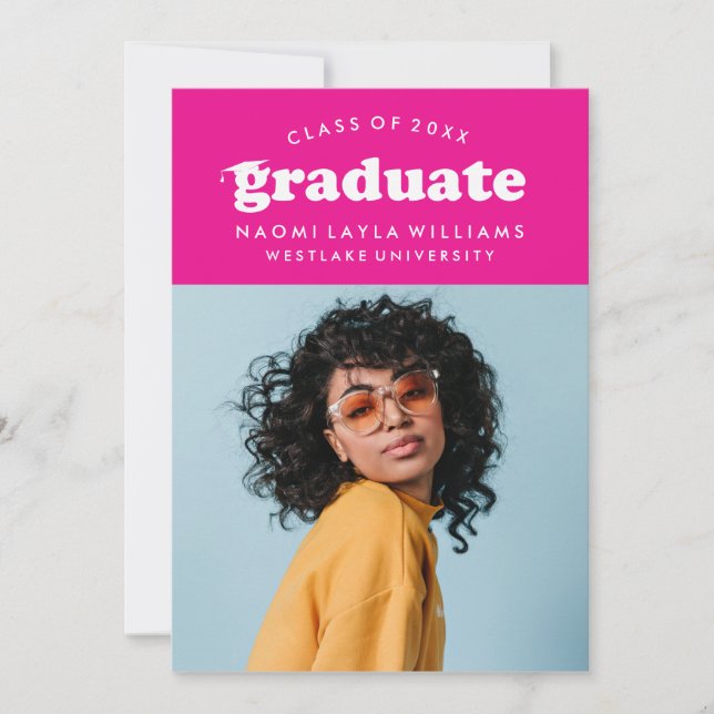 BOLD MODERN RETRO GRADUATE | EINLADUNG VON ABSCHLÜ (Vorderseite)