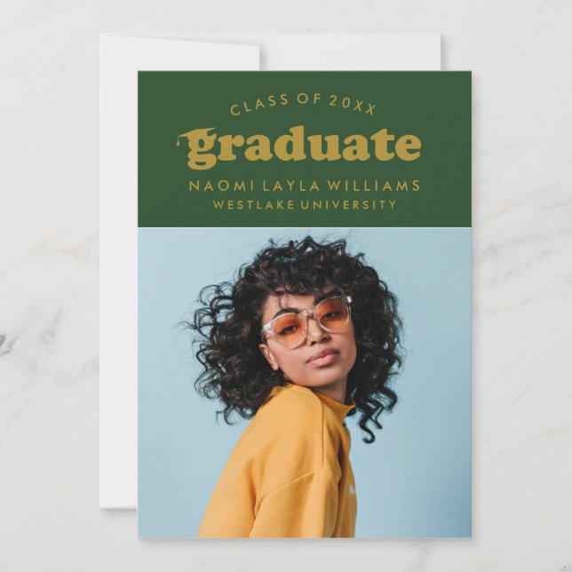 BOLD MODERN RETRO GRADUATE | EINLADUNG VON ABSCHLÜ (Vorderseite)