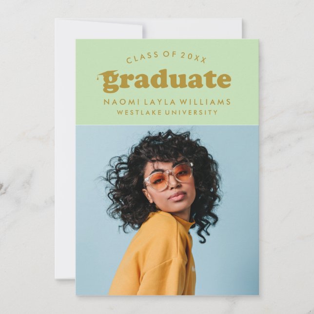 BOLD MODERN RETRO GRADUATE | EINLADUNG VON ABSCHLÜ (Vorderseite)