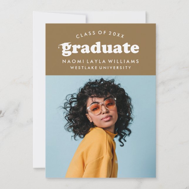 BOLD MODERN RETRO GRADUATE | EINLADUNG VON ABSCHLÜ (Vorderseite)