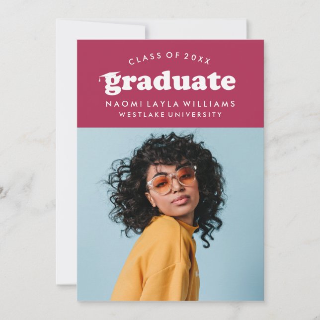 BOLD MODERN RETRO GRADUATE | EINLADUNG VON ABSCHLÜ (Vorderseite)