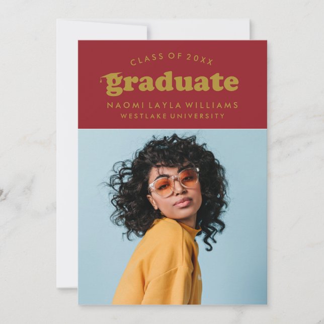 BOLD MODERN RETRO GRADUATE | EINLADUNG VON ABSCHLÜ (Vorderseite)