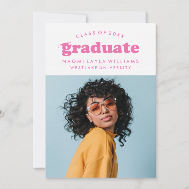 BOLD MODERN RETRO GRADUATE | EINLADUNG VON ABSCHLÜ (Vorderseite)