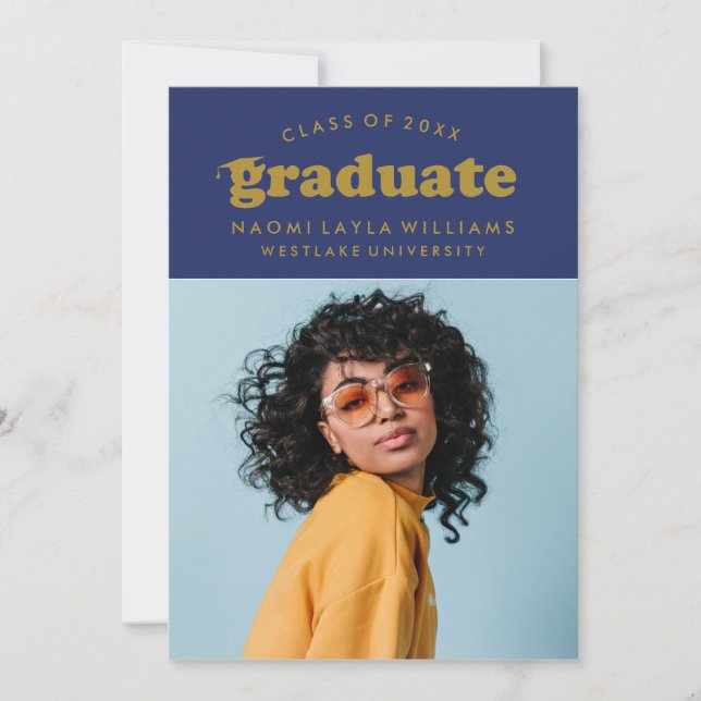 BOLD MODERN RETRO GRADUATE | EINLADUNG VON ABSCHLÜ (Vorderseite)