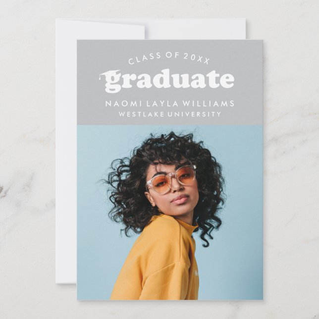 BOLD MODERN RETRO GRADUATE | EINLADUNG VON ABSCHLÜ (Vorderseite)
