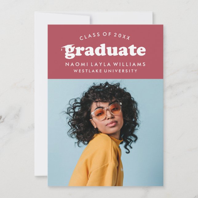 BOLD MODERN RETRO GRADUATE | EINLADUNG VON ABSCHLÜ (Vorderseite)