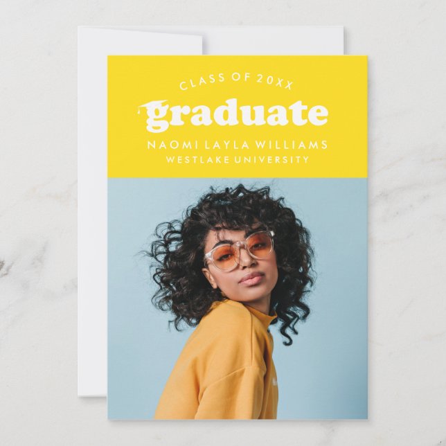 BOLD MODERN RETRO GRADUATE | EINLADUNG VON ABSCHLÜ (Vorderseite)