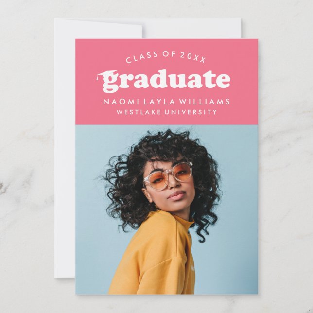 BOLD MODERN RETRO GRADUATE | EINLADUNG VON ABSCHLÜ (Vorderseite)