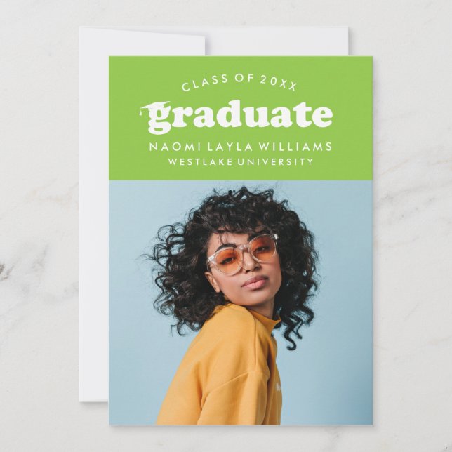 BOLD MODERN RETRO GRADUATE | EINLADUNG VON ABSCHLÜ (Vorderseite)