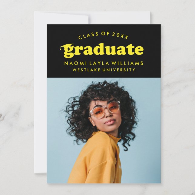 BOLD MODERN RETRO GRADUATE | EINLADUNG VON ABSCHLÜ (Vorderseite)
