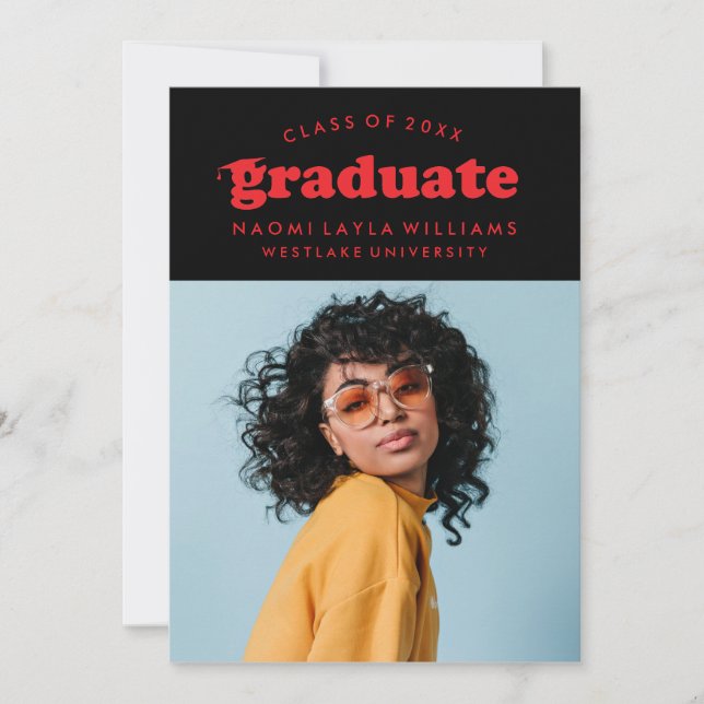 BOLD MODERN RETRO GRADUATE | EINLADUNG VON ABSCHLÜ (Vorderseite)