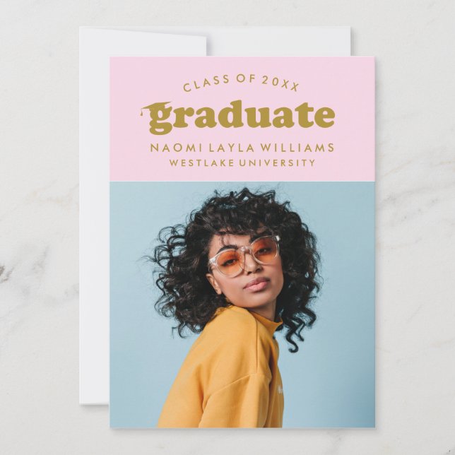 BOLD MODERN RETRO GRADUATE | EINLADUNG VON ABSCHLÜ (Vorderseite)