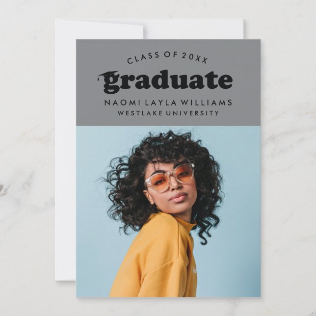 BOLD MODERN RETRO GRADUATE | EINLADUNG VON ABSCHLÜ (Vorderseite)