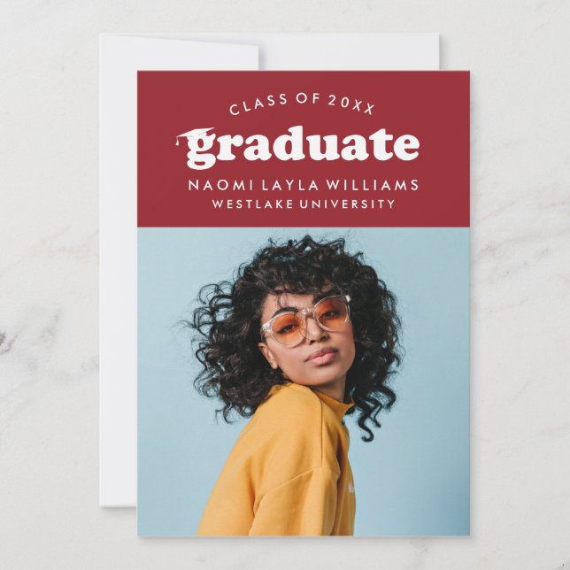 BOLD MODERN RETRO GRADUATE | EINLADUNG VON ABSCHLÜ (Vorderseite)