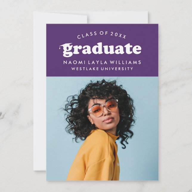 BOLD MODERN RETRO GRADUATE | EINLADUNG VON ABSCHLÜ (Vorderseite)