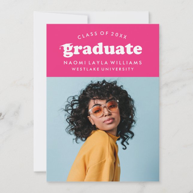 BOLD MODERN RETRO GRADUATE | EINLADUNG VON ABSCHLÜ (Vorderseite)