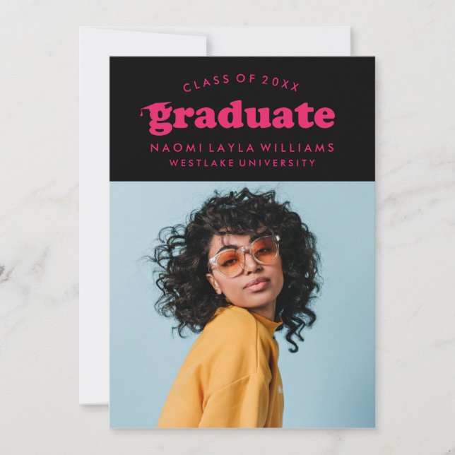 BOLD MODERN RETRO GRADUATE | EINLADUNG VON ABSCHLÜ (Vorderseite)