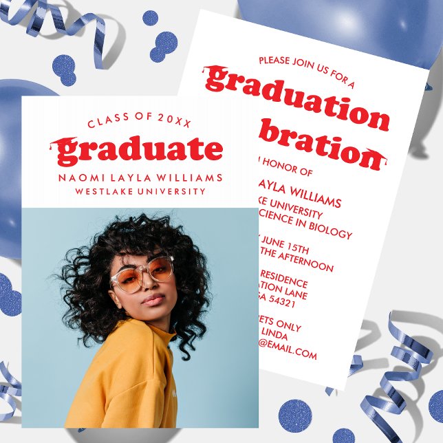 BOLD MODERN RETRO GRADUATE | EINLADUNG VON ABSCHLÜ (Von Creator hochgeladen)
