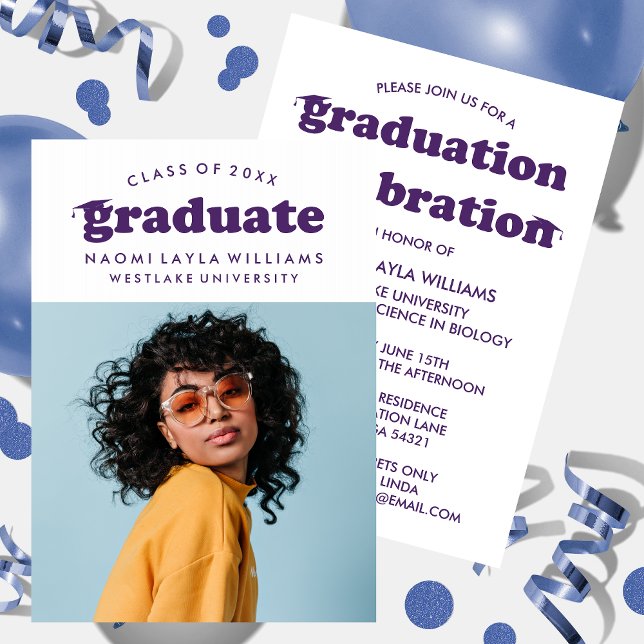 BOLD MODERN RETRO GRADUATE | EINLADUNG VON ABSCHLÜ (Von Creator hochgeladen)