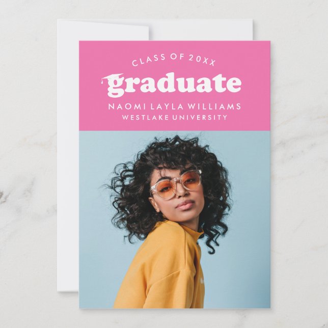 BOLD MODERN RETRO GRADUATE | EINLADUNG VON ABSCHLÜ (Vorderseite)