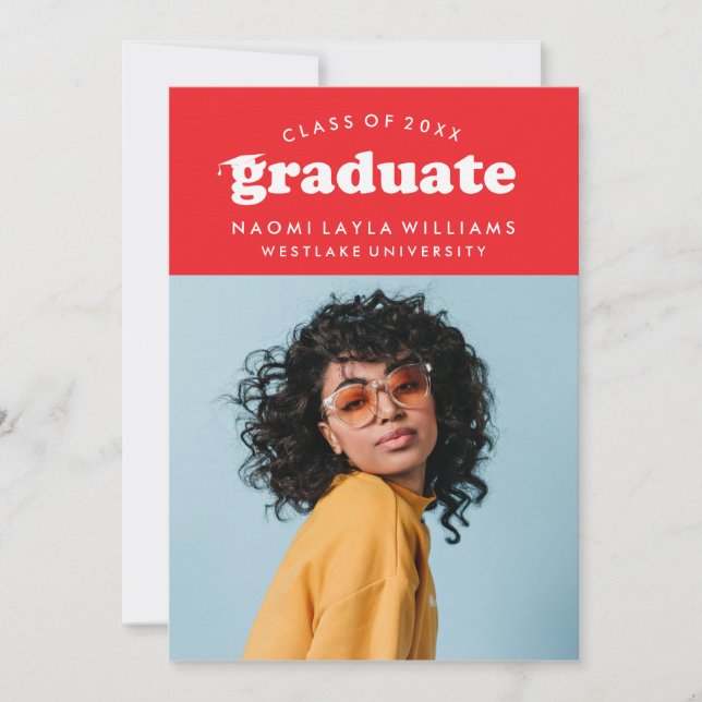 BOLD MODERN RETRO GRADUATE | EINLADUNG VON ABSCHLÜ (Vorderseite)