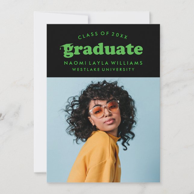 BOLD MODERN RETRO GRADUATE | EINLADUNG VON ABSCHLÜ (Vorderseite)