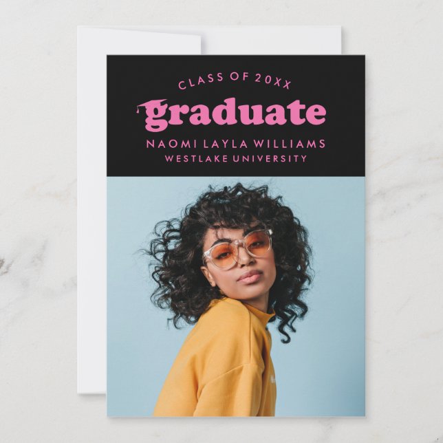 BOLD MODERN RETRO GRADUATE | EINLADUNG VON ABSCHLÜ (Vorderseite)