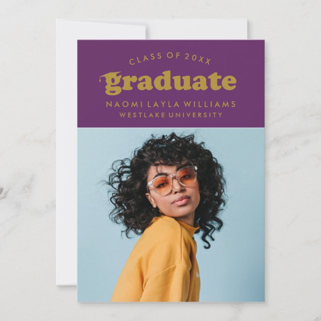 BOLD MODERN RETRO GRADUATE | EINLADUNG VON ABSCHLÜ (Vorderseite)
