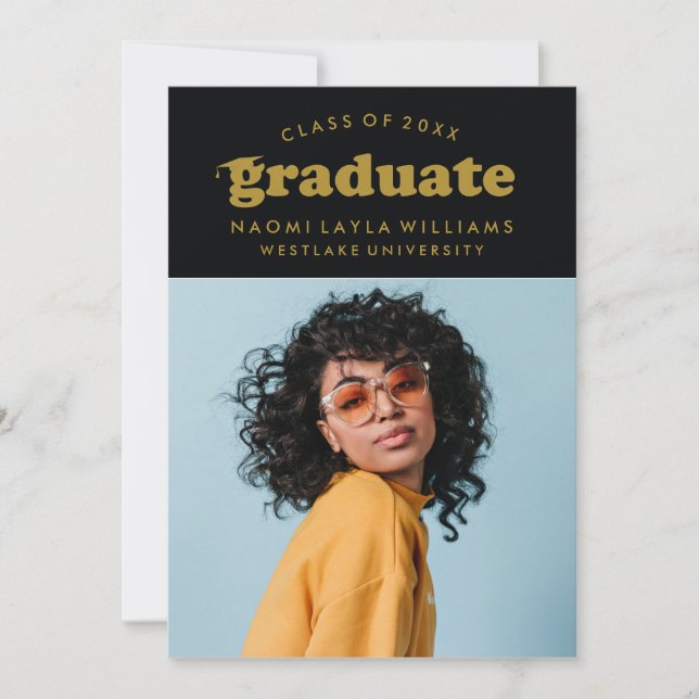 BOLD MODERN RETRO GRADUATE | EINLADUNG VON ABSCHLÜ (Vorderseite)