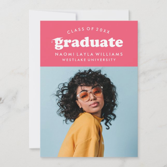 BOLD MODERN RETRO GRADUATE | EINLADUNG VON ABSCHLÜ (Vorderseite)