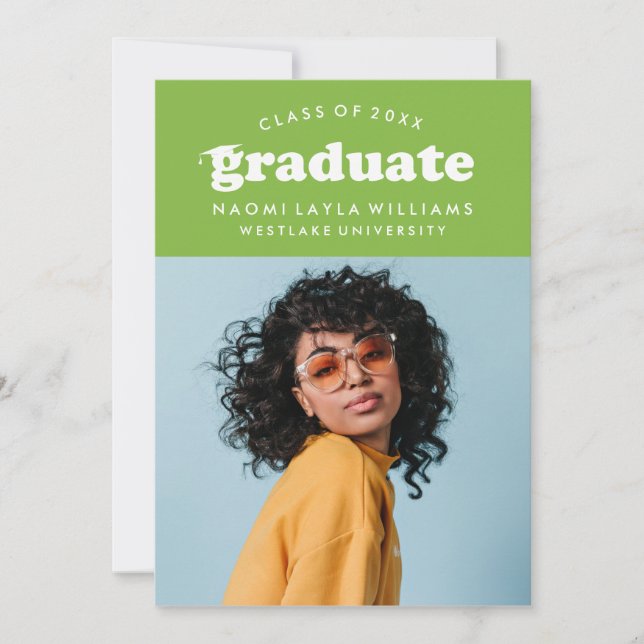 BOLD MODERN RETRO GRADUATE | EINLADUNG VON ABSCHLÜ (Vorderseite)