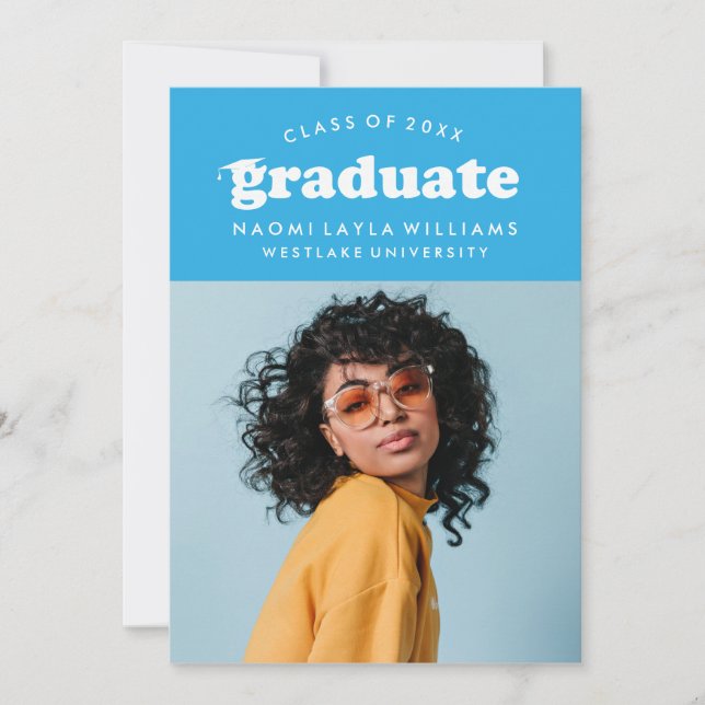 BOLD MODERN RETRO GRADUATE | EINLADUNG VON ABSCHLÜ (Vorderseite)