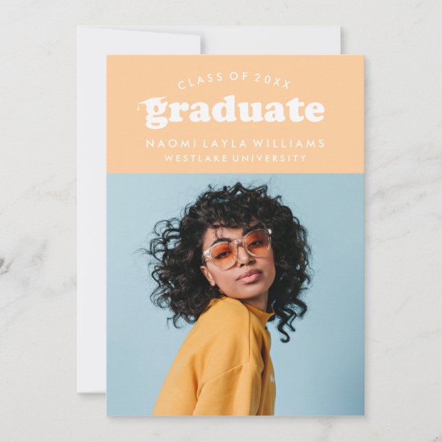 BOLD MODERN RETRO GRADUATE | EINLADUNG VON ABSCHLÜ (Vorderseite)