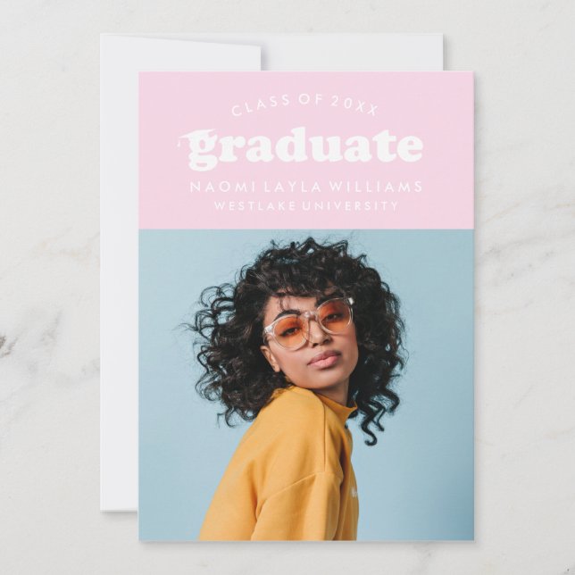 BOLD MODERN RETRO GRADUATE | EINLADUNG VON ABSCHLÜ (Vorderseite)