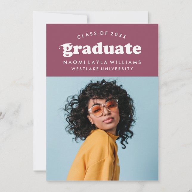 BOLD MODERN RETRO GRADUATE | EINLADUNG VON ABSCHLÜ (Vorderseite)