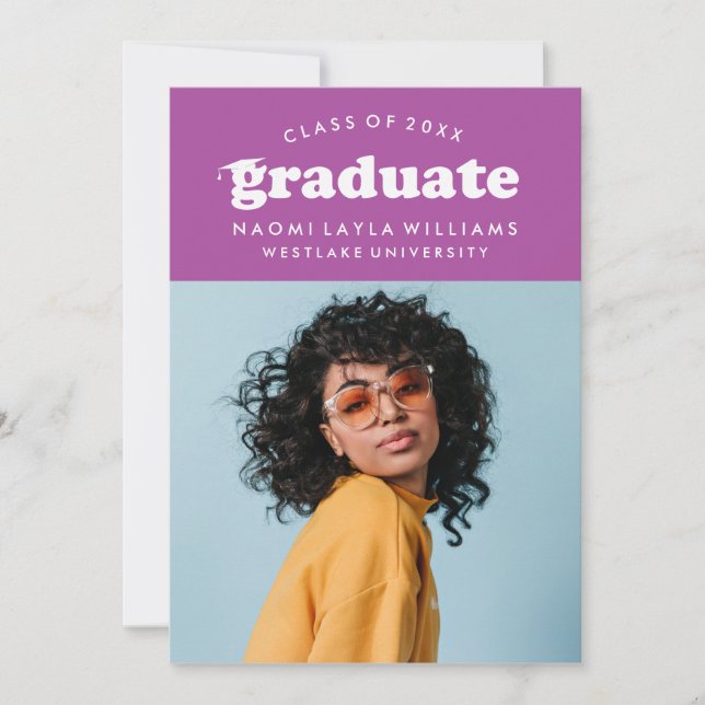 BOLD MODERN RETRO GRADUATE | EINLADUNG VON ABSCHLÜ (Vorderseite)