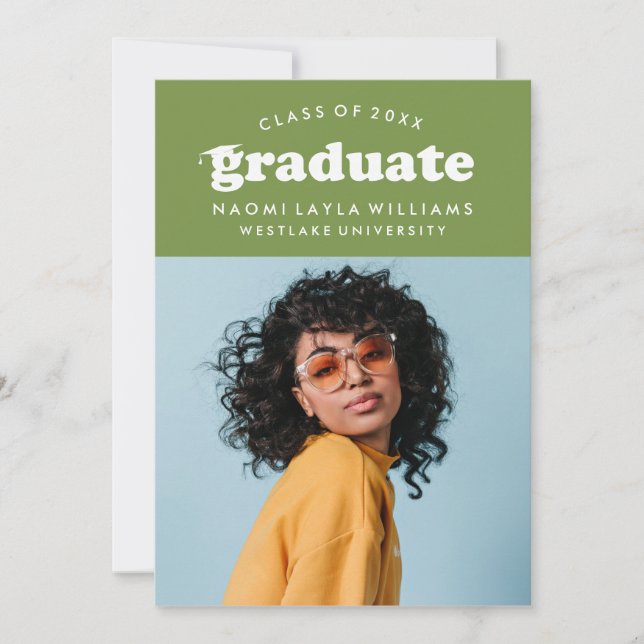 BOLD MODERN RETRO GRADUATE | EINLADUNG VON ABSCHLÜ (Vorderseite)